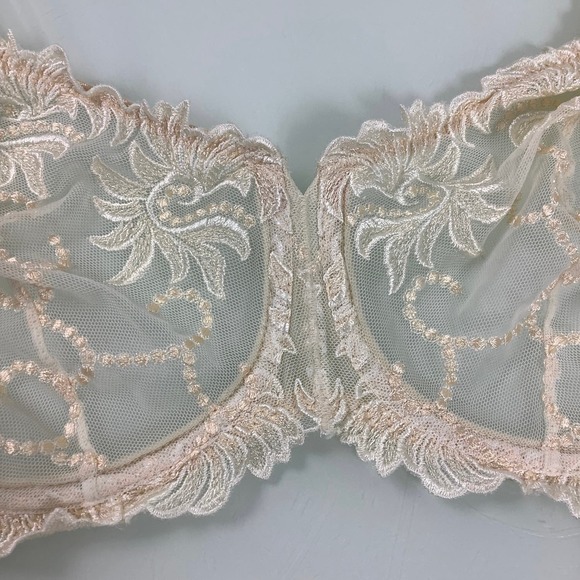 Lunaire Seville Shear Lace Full Coverage Ivory Wired Bra SZ 38D EUC - Picture 12 of 12